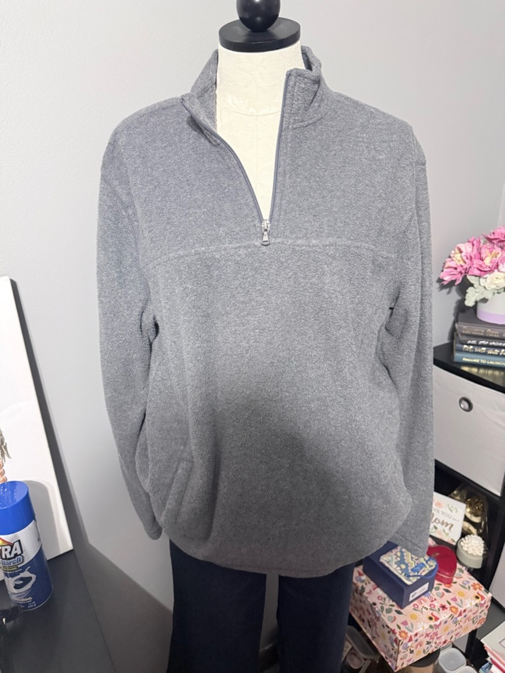 croft & barrow Gray Half-Zip Fleece Pullover